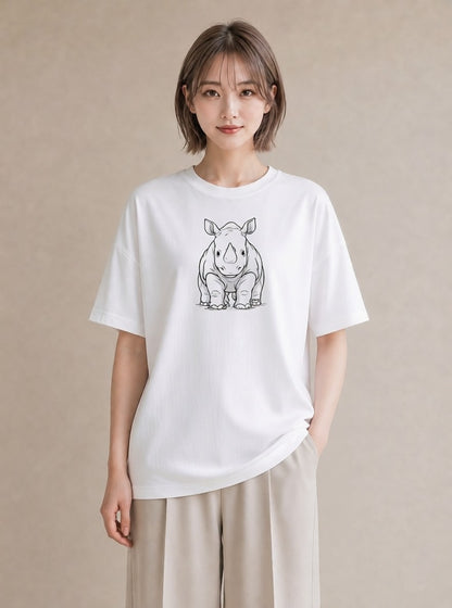 Tシャツ レディース サイ 動物 アニマル イラスト きれいめカジュアル デイリーウェア 休日 白T