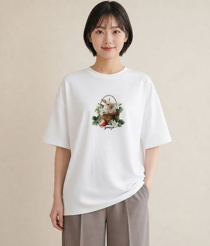 プリントTシャツ レディース ネザーランドドワーフ ペット 動物 イラスト カフェコーデ お揃い 親子 白T