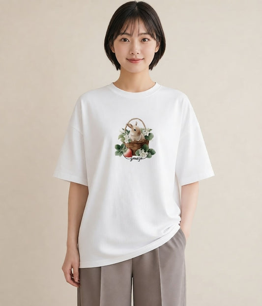 プリントTシャツ レディース ネザーランドドワーフ ペット 動物 イラスト カフェコーデ お揃い 親子 白T