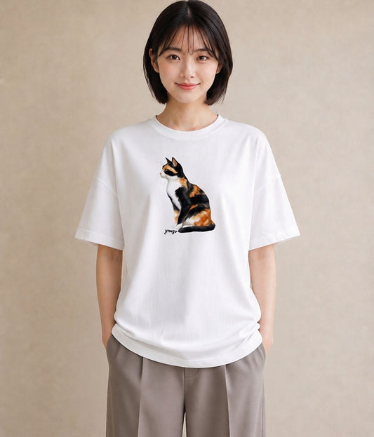 グラフィックTシャツ レディース キジトラ 猫 ねこ イラスト ポップ 送別ギフト 通勤 白T
