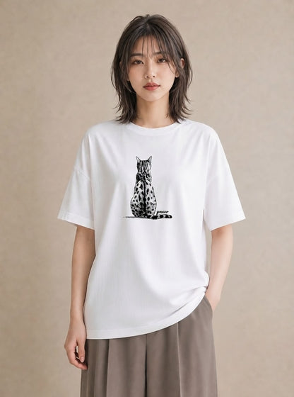 グラフィックTシャツ レディース 三毛猫 みけねこ 三毛 猫 ねこ イラスト ユニーク 誕生日プレゼント 綿100 白T