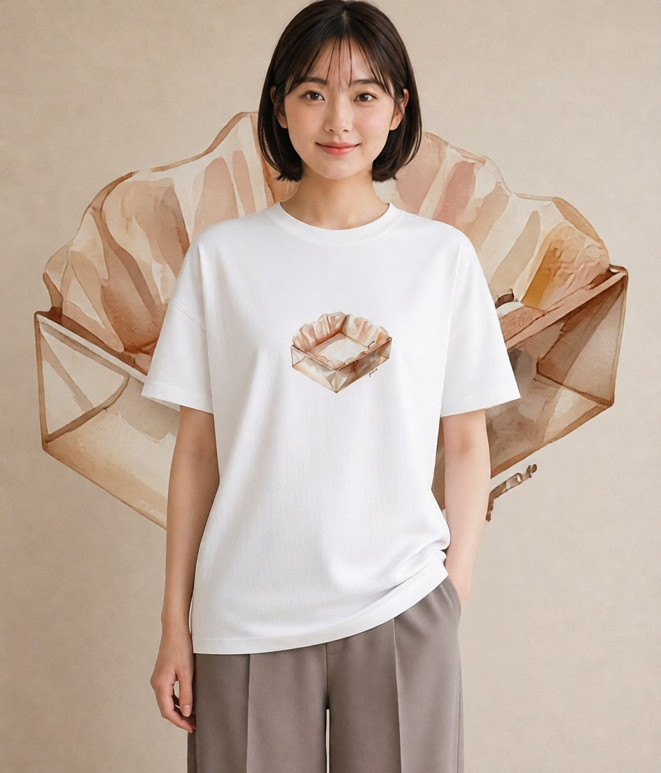 プリントTシャツ レディース 食パン 食べ物 フード イラスト ラフ ペアコーデ 秋コーデ 白T