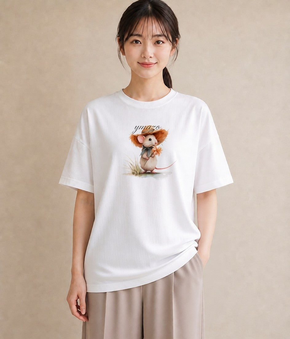 デザインTシャツ レディース デグー ペット 動物 イラスト 淡色 休日 ペアコーデ 白T