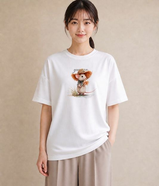デザインTシャツ レディース デグー ペット 動物 イラスト 淡色 休日 ペアコーデ 白T