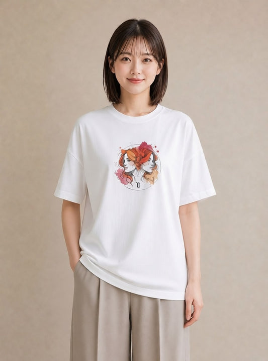 半袖Tシャツ レディース 乙女座 星空 宇宙 イラスト ボタニカル クリスマス 旅行 白T