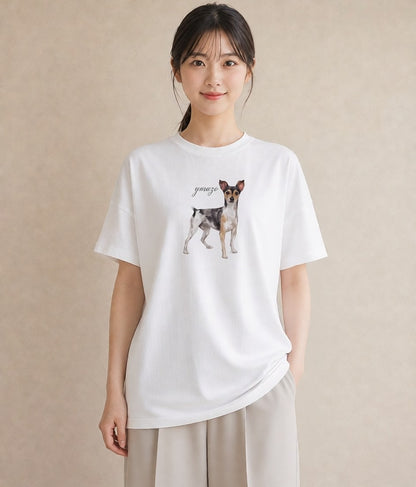 デザインTシャツ レディース ジャックラッセルテリア 犬 いぬ イラスト きれいめ ホワイトデー 春服 白T