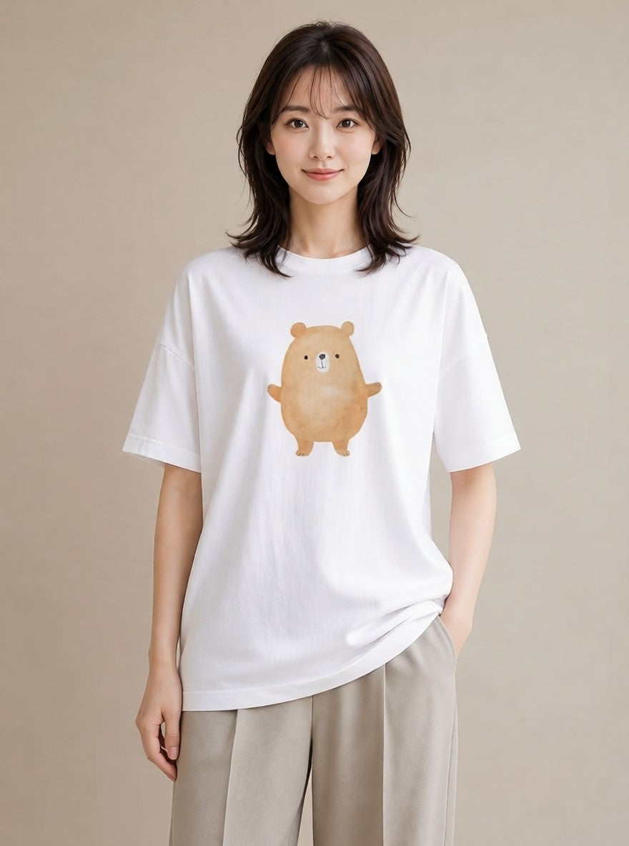 半袖Tシャツ レディース コアラ 動物 アニマル イラスト シンプル レイヤード 友達ギフト 白T