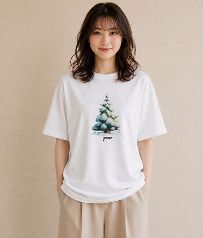 Tシャツ レディース 雪 星空 宇宙 イラスト お洒落 レイヤード 友達ギフト 白T