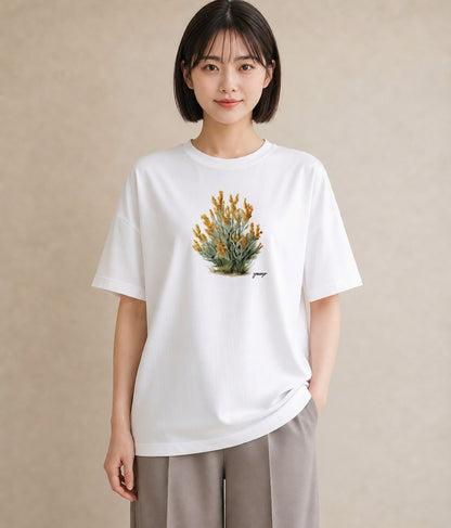 Tシャツ レディース 苔 植物 ボタニカル イラスト きれいめカジュアル 女子会 お揃い 白T