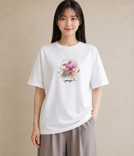 Tシャツ レディース あさがお 朝顔 花 花柄 イラスト ガーリー 誕生日プレゼント 綿100 白T