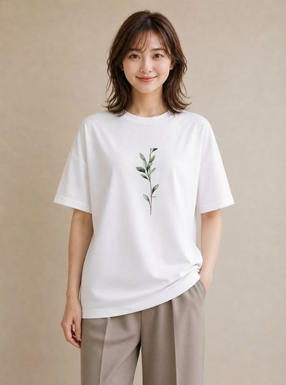 Tシャツ レディース 苔 植物 ボタニカル イラスト 旅行 母娘コーデ 白T