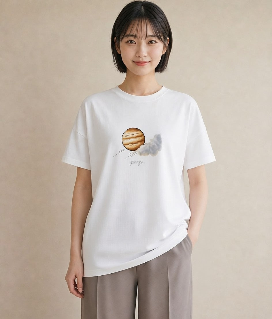 デザインTシャツ レディース 惑星 星空 宇宙 イラスト ガーリー 母娘コーデ 自分用 白T
