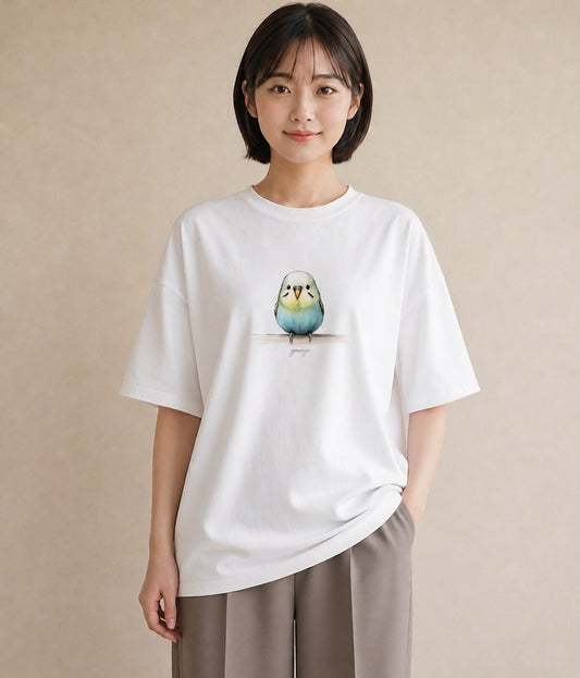 プリントTシャツ レディース ことり ペット 動物 イラスト 韓国風 カフェ服 クリスマス 白T
