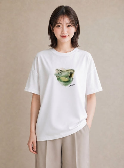 プリントTシャツ レディース 芝生 植物 ボタニカル イラスト 普段使い 週末コーデ 敬老の日 白T