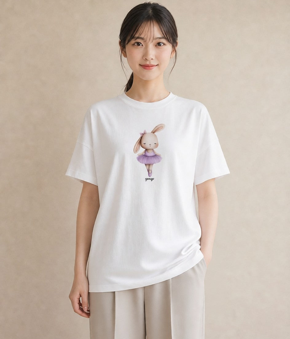 デザインTシャツ レディース ミニうさぎ ペット 動物 イラスト 淡色 姉妹 送別ギフト 白T