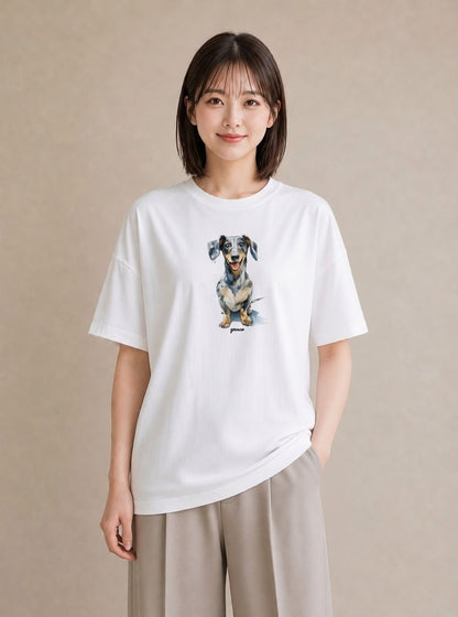 プリントTシャツ レディース 犬好き 犬 いぬ イラスト ナチュラル 友達ギフト 部屋着 白T