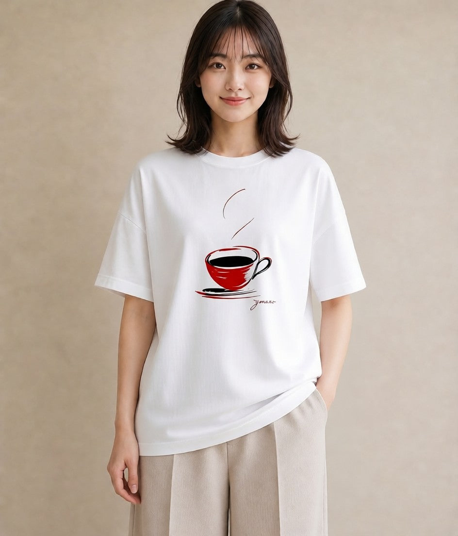 プリントTシャツ レディース コーヒー カフェ 珈琲 イラスト ヴィンテージ風 部屋着 女性向けギフト 白T