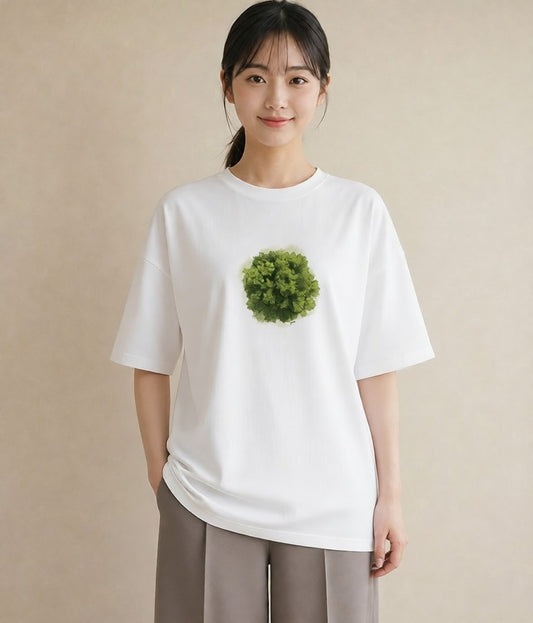 プリントTシャツ レディース 苔 植物 ボタニカル イラスト 淡色 お出かけ 普段着 白T