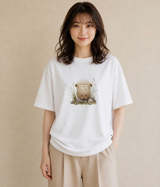 グラフィックTシャツ レディース ひつじ 動物 アニマル イラスト シック 送別ギフト 通勤 白T