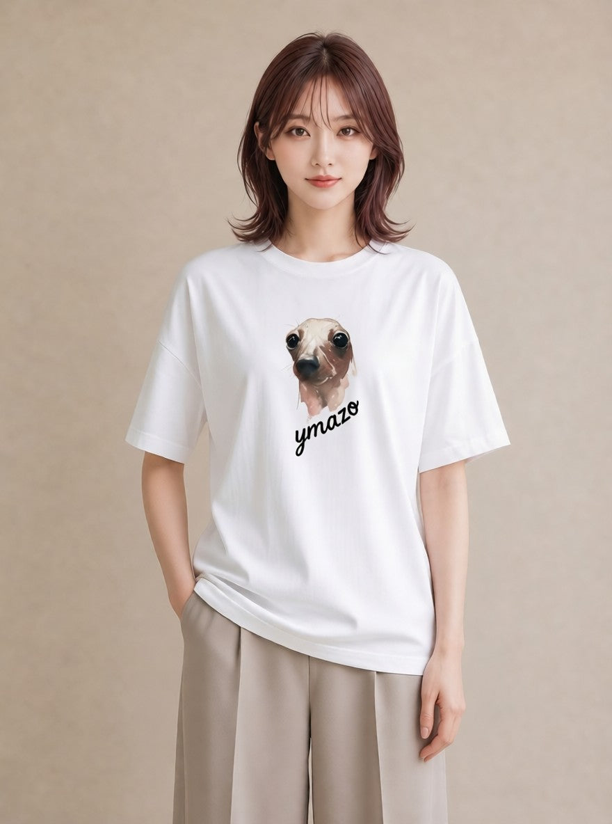 半袖Tシャツ レディース コツメカワウソ 動物 アニマル イラスト 淡色 誕生日プレゼント 綿100 白T