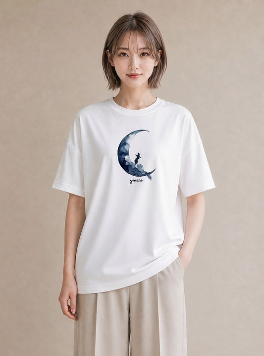半袖Tシャツ レディース 三日月 星空 宇宙 イラスト ボタニカル お出かけ 普段着 白T
