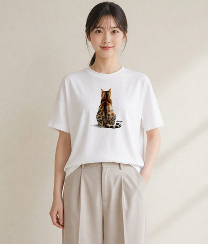 Tシャツ レディース 子猫 猫 ねこ イラスト きれいめカジュアル 女性 旅行用 白T