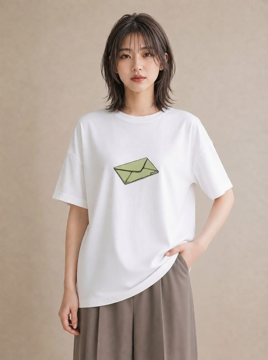 半袖Tシャツ レディース 封蝋 手紙 アンティーク ナチュラル イラスト ユニーク ホワイトデー 春服 白T