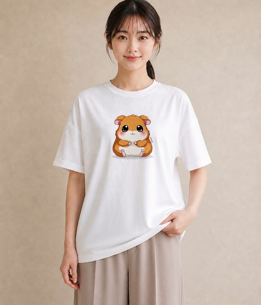 Tシャツ レディース ジャンガリアンハムスター ペット 動物 イラスト 普段使い 買い物 夏コーデ 白T