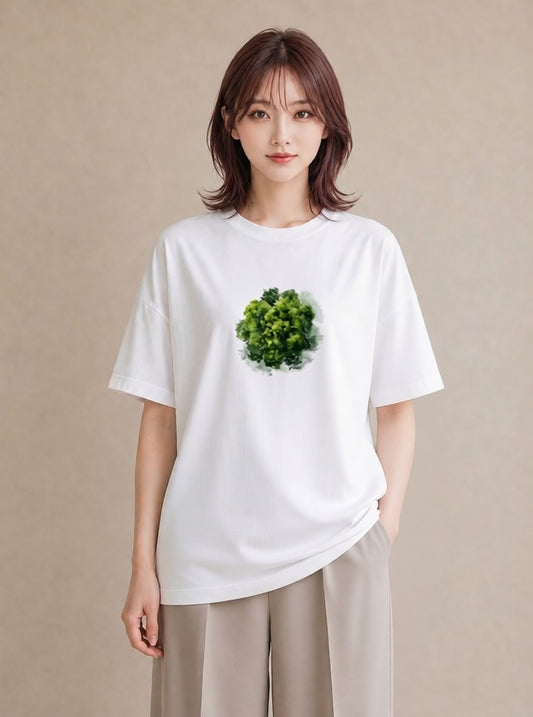 半袖Tシャツ レディース 盆栽 植物 ボタニカル イラスト 水彩風 買い物 夏コーデ 白T