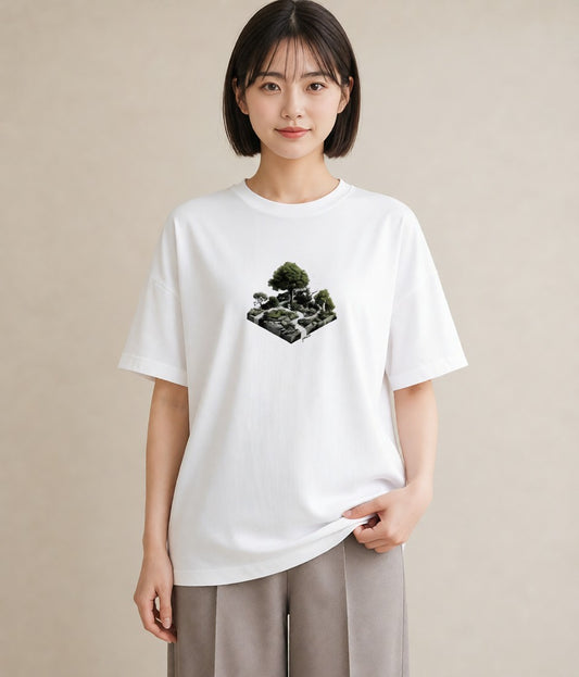 Tシャツ レディース 雨上がりの小道 雨上がり 小道 ナチュラル アンティーク イラスト 北欧風 カフェ巡り 女子会 白T