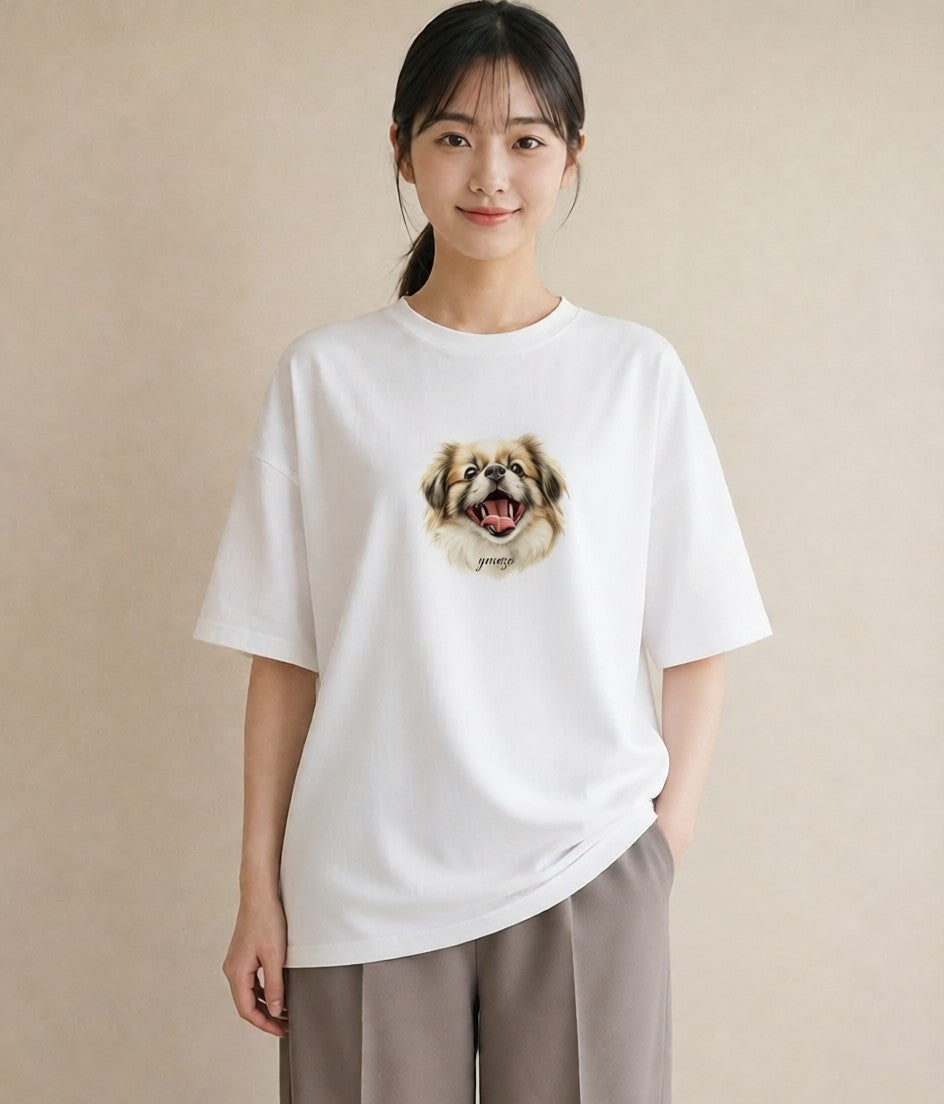 グラフィックTシャツ レディース 狆 犬 いぬ イラスト レトロ 姉妹 送別ギフト 白T