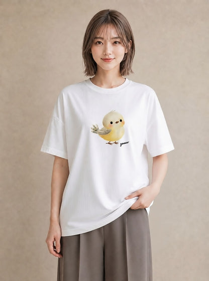 Tシャツ レディース フクロウ 動物 アニマル イラスト きれいめ 公園 ママ 白T