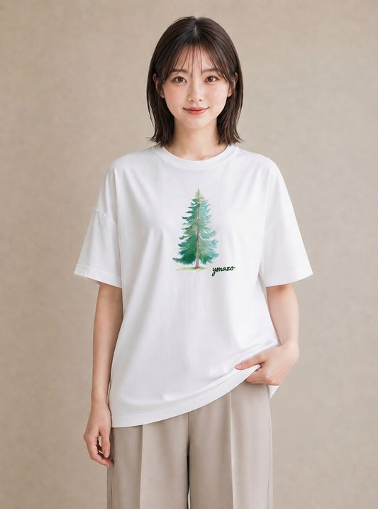 半袖Tシャツ レディース 松ぼっくり 植物 ボタニカル イラスト ニュアンス ペアコーデ 秋コーデ 白T