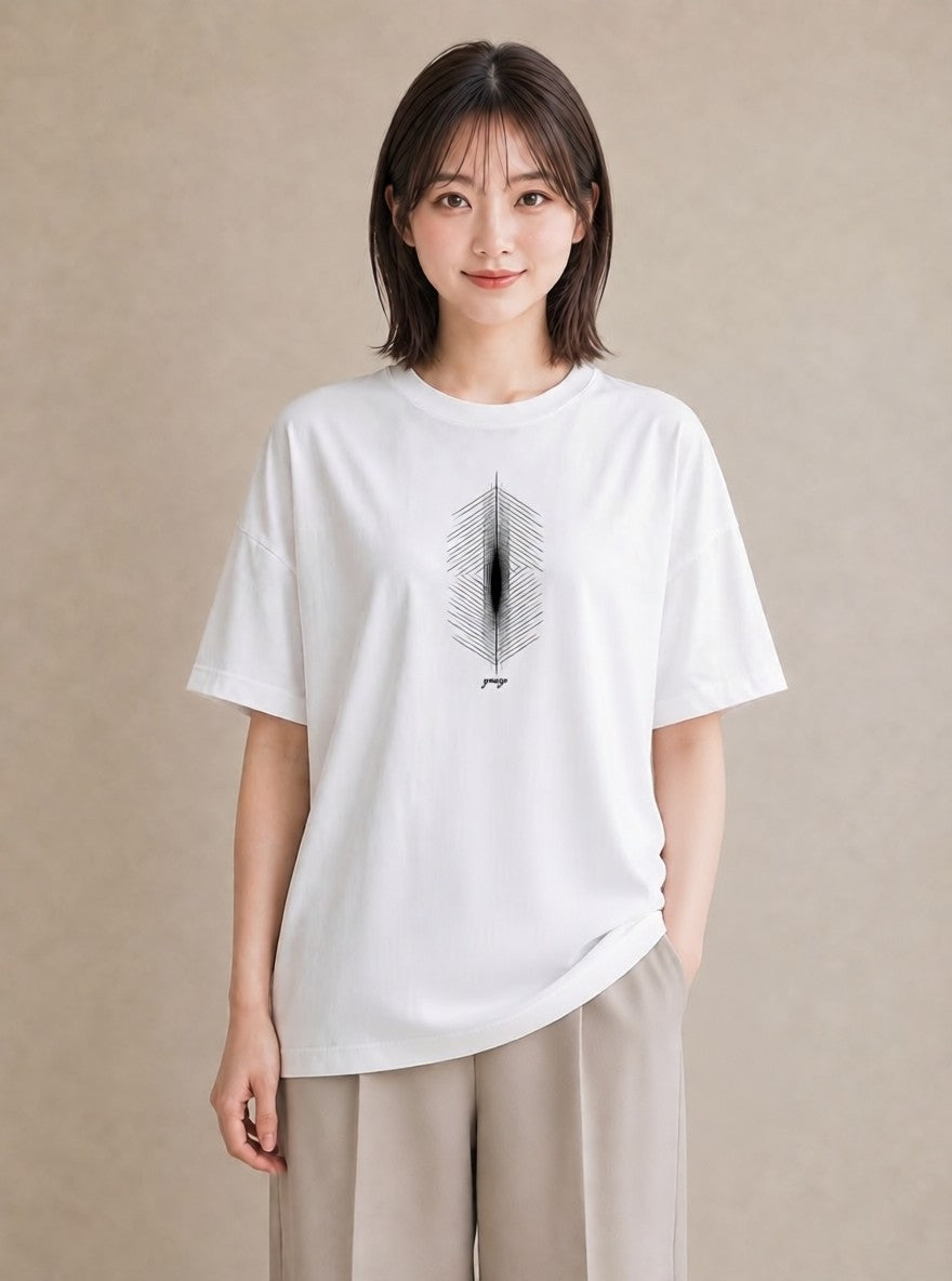 プリントTシャツ レディース 幾何学 ミニマル ジオメトリック イラスト モード レイヤード 友達ギフト 白T
