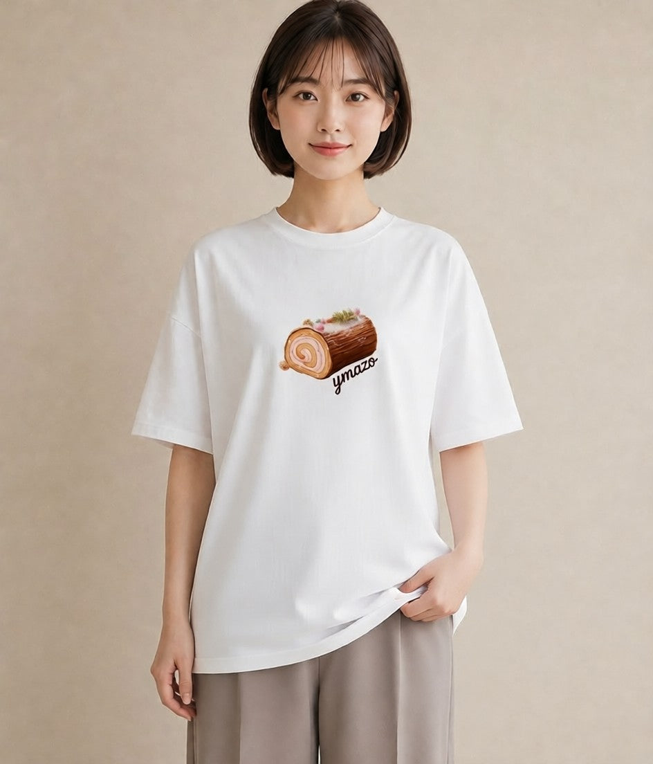 デザインTシャツ レディース あんみつ 食べ物 フード イラスト 休日 ペアコーデ 白T