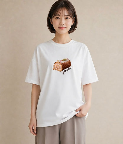 デザインTシャツ レディース あんみつ 食べ物 フード イラスト 休日 ペアコーデ 白T