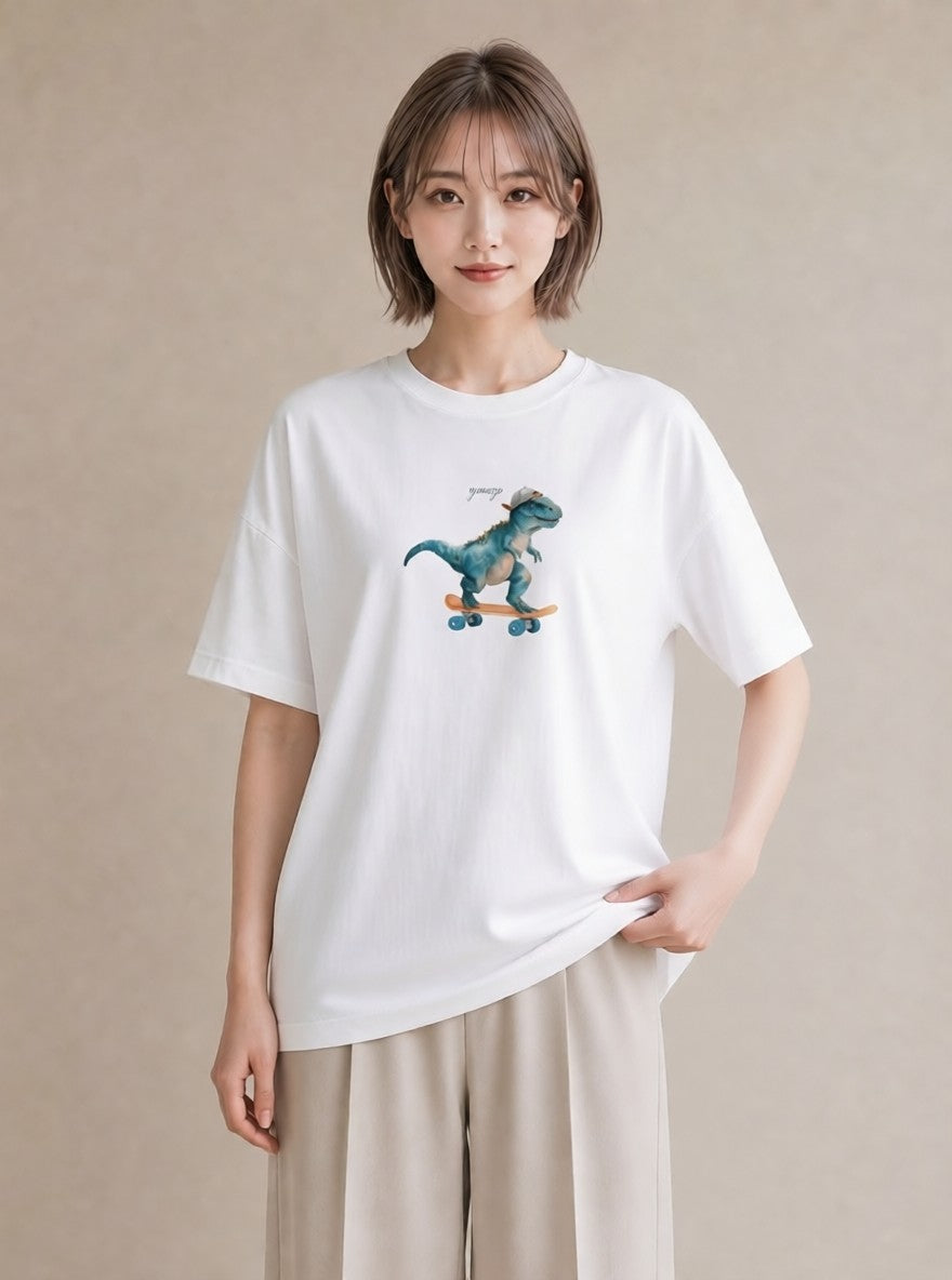 デザインTシャツ レディース ヤモリ ペット 動物 イラスト 淡色 ペアコーデ 秋コーデ 白T