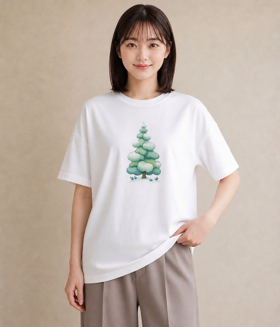 Tシャツ レディース 雪 星空 宇宙 イラスト レトロ レイヤード 友達ギフト 白T