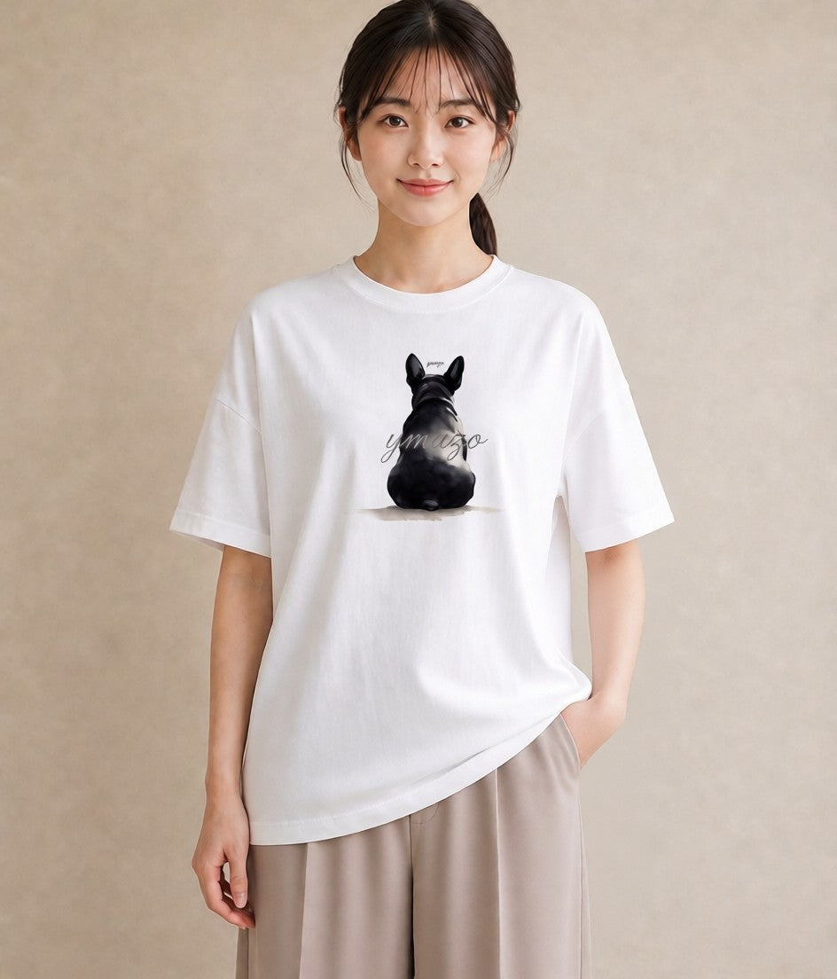 Tシャツ レディース いぬ 犬 ワンコ イラスト 韓国風 レイヤード 友達ギフト 白T