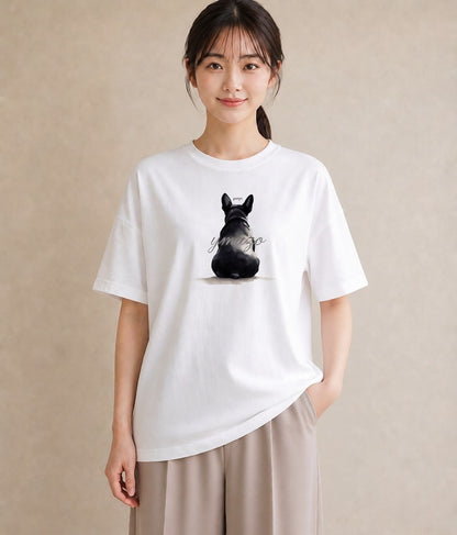 Tシャツ レディース いぬ 犬 ワンコ イラスト 韓国風 レイヤード 友達ギフト 白T