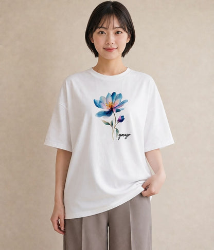 半袖Tシャツ レディース コスモス 秋桜 花 花柄 イラスト ボタニカル 母の日 ビーチ 白T
