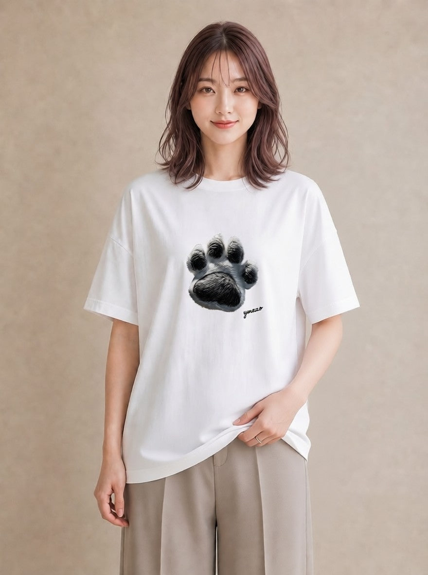 グラフィックTシャツ レディース 猫の手 猫 ねこ イラスト 個性的 在宅 公園 白T