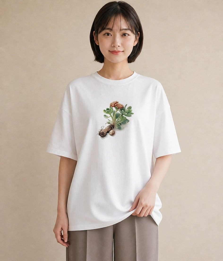 Tシャツ レディース 多肉植物 植物 ボタニカル イラスト カフェ服 クリスマス 白T