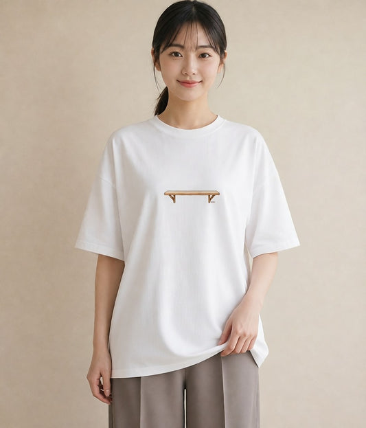 Tシャツ レディース 小川 橋 せせらぎ ナチュラル アンティーク イラスト 買い物 夏コーデ 白T