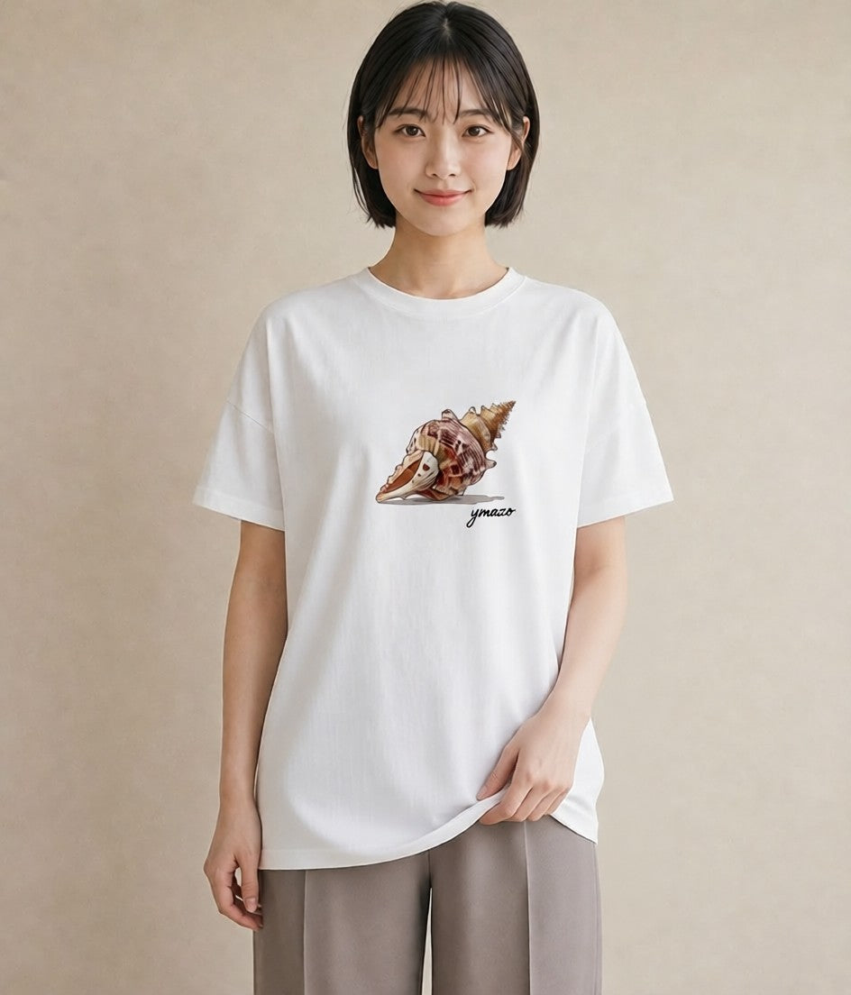 デザインTシャツ レディース 貝 海の生き物 海 イラスト ユニーク 綿100 デート 白T