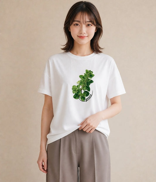 グラフィックTシャツ レディース ハーブ 植物 ボタニカル イラスト ユニーク 敬老の日 ホワイトデー 白T