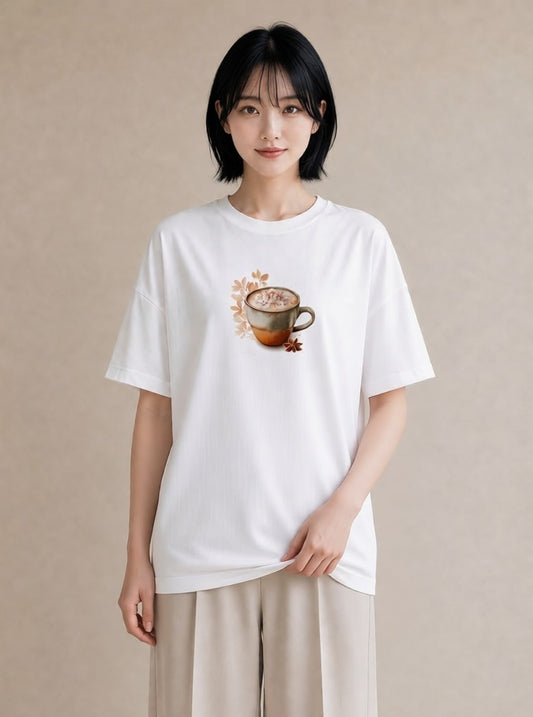 Tシャツ レディース ココア 食べ物 フード イラスト ゆるかわ ホワイトデー 春服 白T