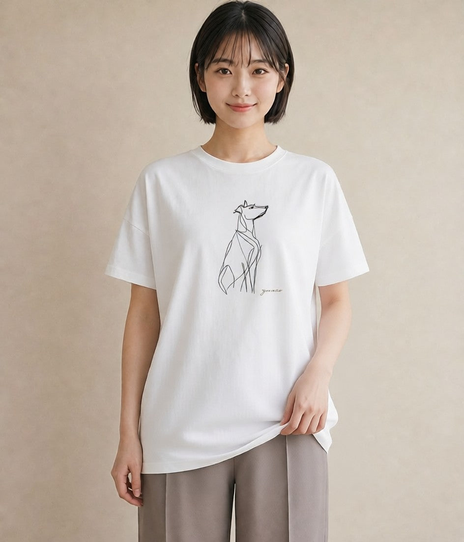 Tシャツ レディース 犬 いぬ わんこ イラスト ポップ 敬老の日 ホワイトデー 白T