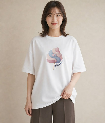 デザインTシャツ レディース キャンディ 食べ物 フード イラスト 可愛い 20代 カジュアルコーデ 白T