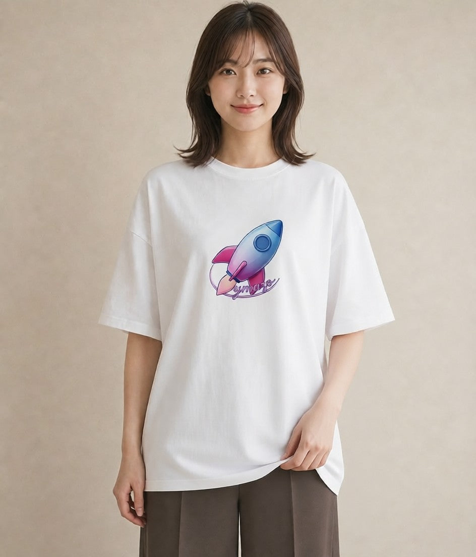 デザインTシャツ レディース ロケット 星空 宇宙 イラスト シック ギフト 母の日 白T